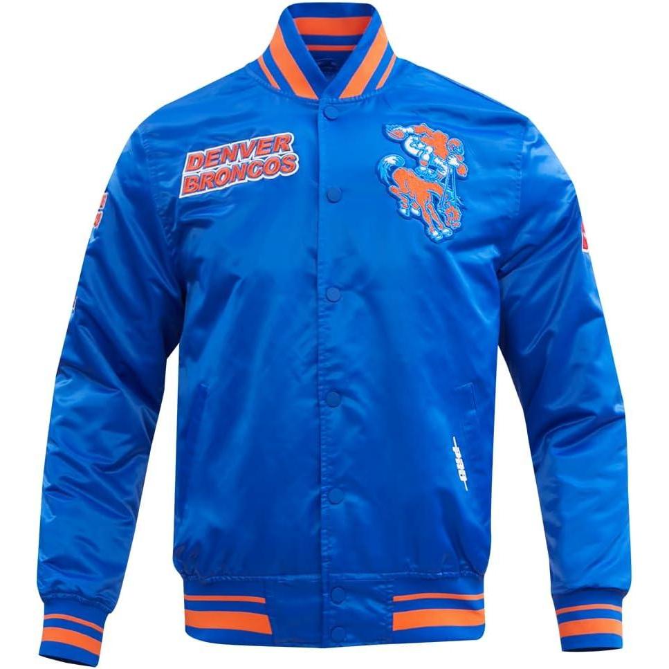 image:imagePro Standard Mens NFL Retro Classics Satin JacketRoyal BlueOrange