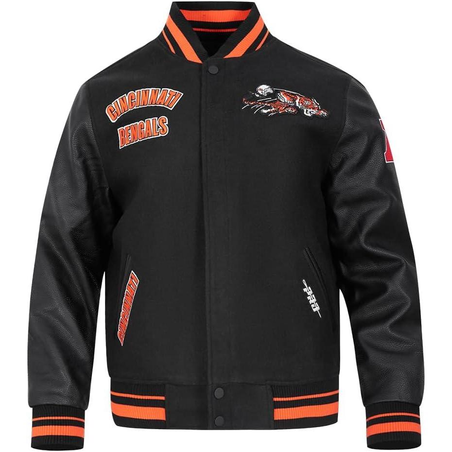 image:imagePro Standard Mens NFL Retro Classics Varsity JacketBlackOrange