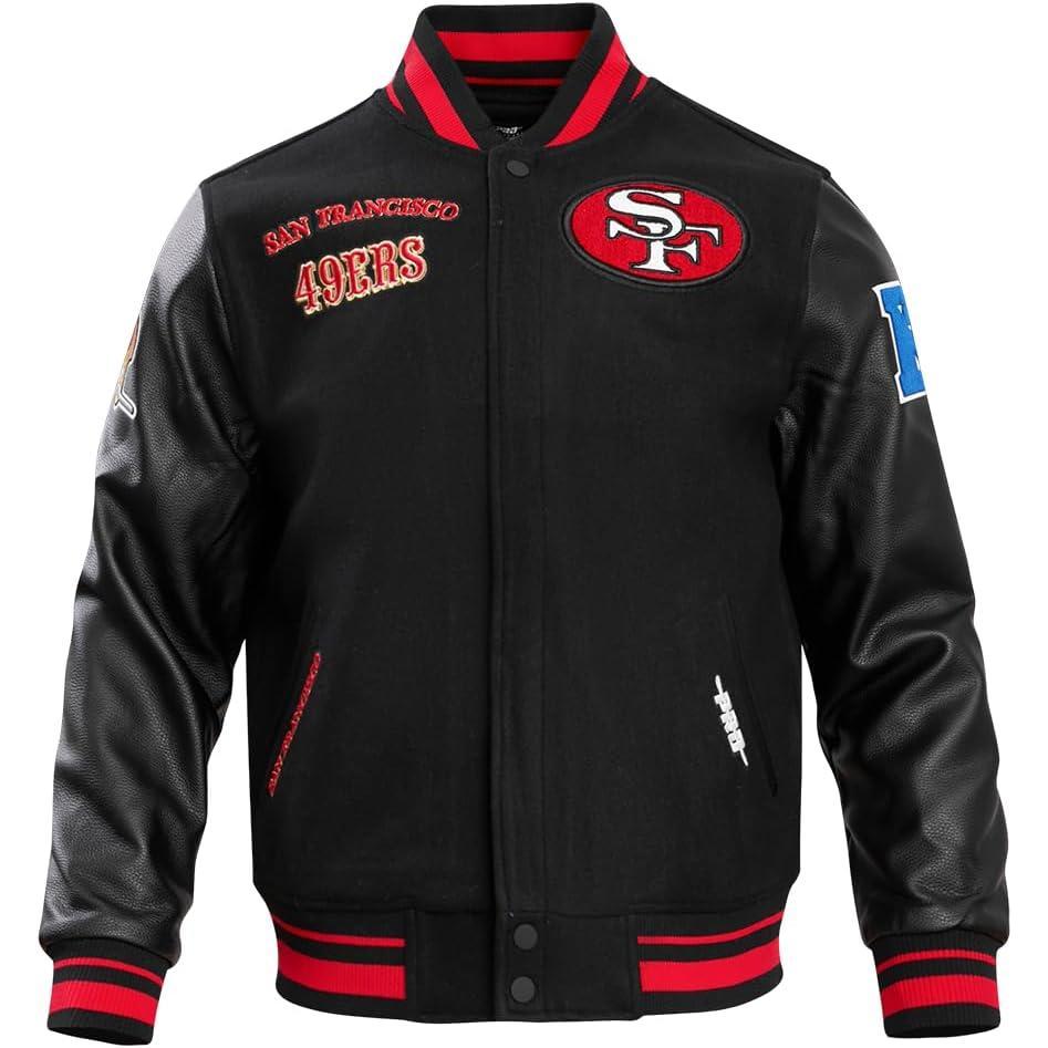image:imagePro Standard Mens NFL Retro Classics Varsity JacketBlackRedBlack