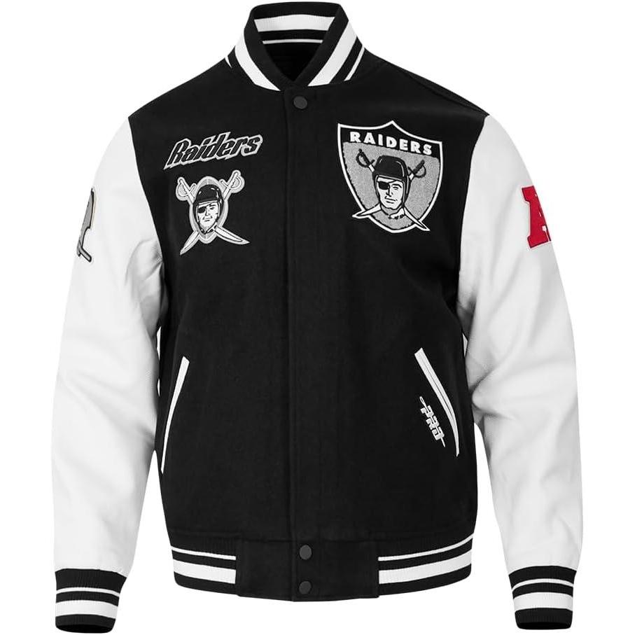 image:imagePro Standard Mens NFL Retro Classics Varsity JacketBlackWhite