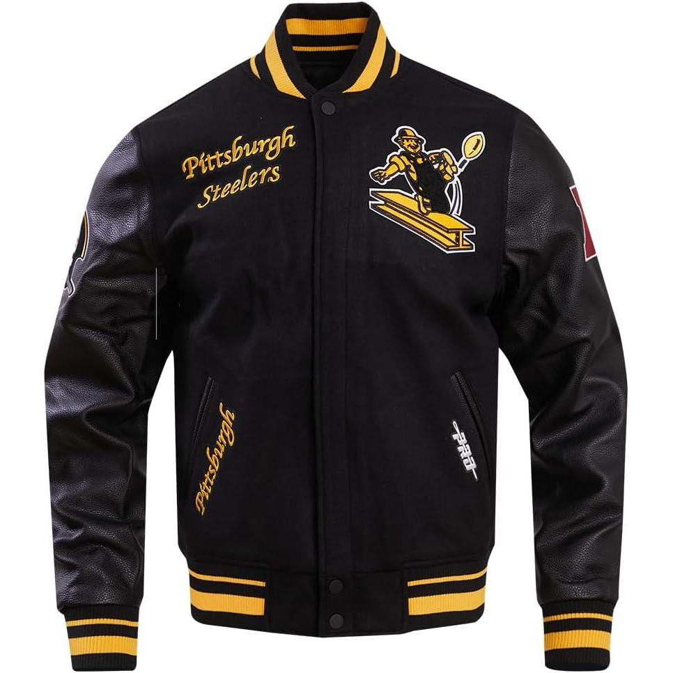 image:imagePro Standard Mens NFL Retro Classics Varsity JacketBlackYellow