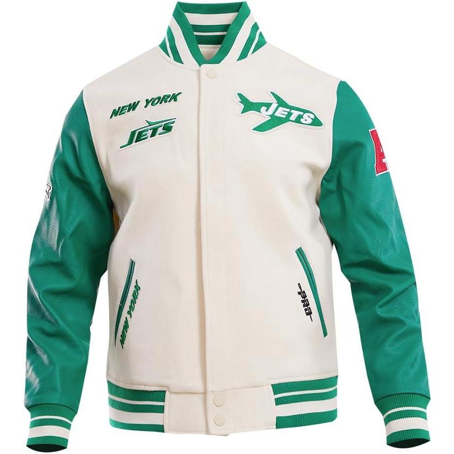 image:imagePro Standard Mens NFL Retro Classics Varsity JacketEggshell Kelly Green