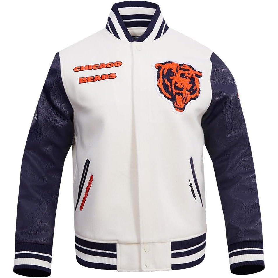 image:imagePro Standard Mens NFL Retro Classics Varsity JacketEggshell Midnight Navy