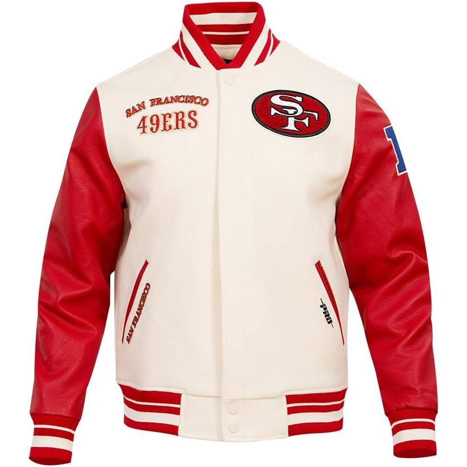 image:imagePro Standard Mens NFL Retro Classics Varsity JacketEggshell Red