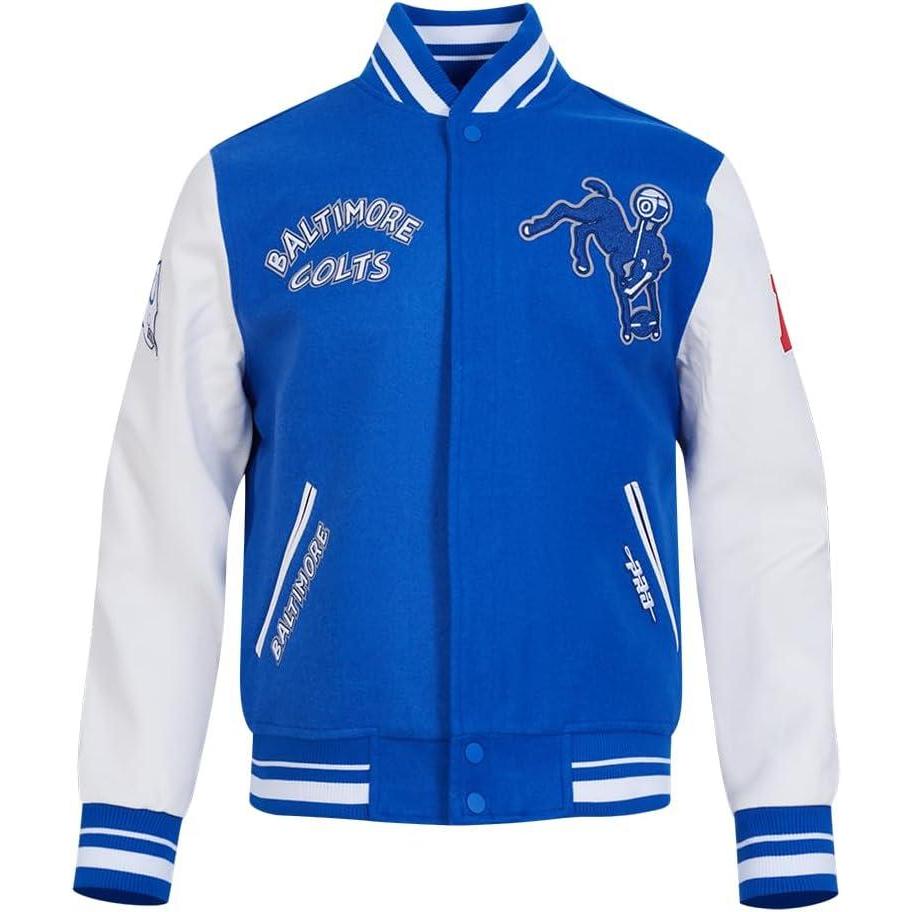 image:imagePro Standard Mens NFL Retro Classics Varsity JacketRoyal BlueWhite
