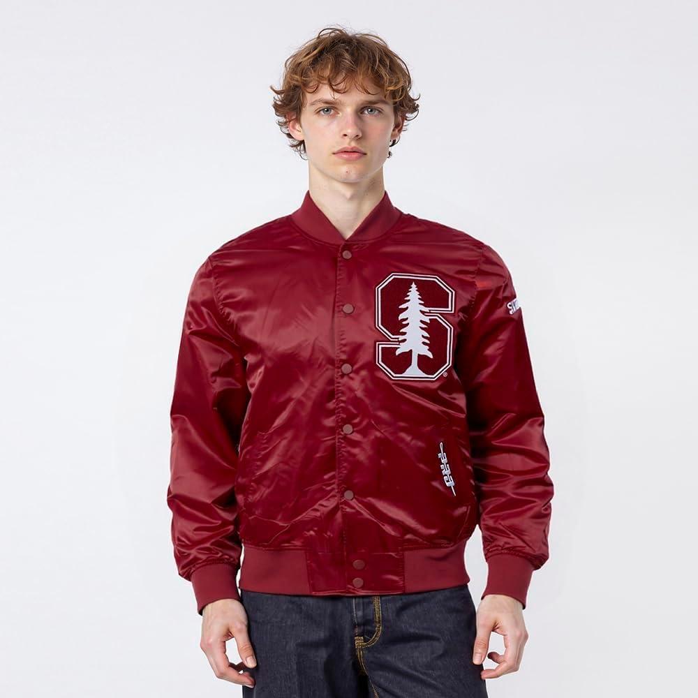 image:imagePro Standard NCAA mens Mens College Classic Chenille Satin JacketCardinal Red