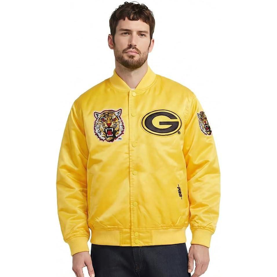 image:imagePro Standard NCAA mens Mens College Classic Chenille Satin JacketYellow