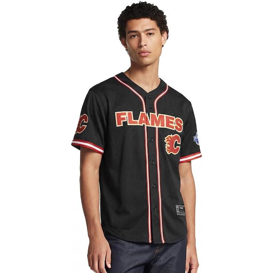 image:imagePro Standard NHL Mens Mens NHL Mesh Button Down TopBlackRed