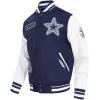 DIY Pick Stitch Dallas Cowboys Men’s Rib Wool Varsity Jacket (Midnight Navy/White) by Pro Standard(Midnight Navy/White)