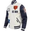 Pro Standard Mens NFL Modern Originals Varsity Jacket(Eggshell/ Midnight Navy)