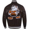 Pro Standard Mens NFL Retro Classics Satin Jacket(Brown)