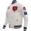Pro Standard Mens NFL Retro Classics Satin Jacket(Eggshell/ Midnight Navy)