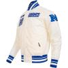 Pro Standard Mens NFL Retro Classics Satin Jacket(Eggshell/Dodger Blue)