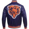 Pro Standard Mens NFL Retro Classics Satin Jacket(Midnight Navy/Orange/Midnight Navy)