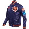 Pro Standard Mens NFL Retro Classics Satin Jacket(Midnight Navy/Orange/Midnight Navy)