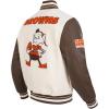 Pro Standard Mens NFL Retro Classics Varsity Jacket(Eggshell/ Brown)