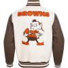 Pro Standard Mens NFL Retro Classics Varsity Jacket(Eggshell/ Brown)
