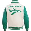 Pro Standard Mens NFL Retro Classics Varsity Jacket(Eggshell/ Kelly Green)