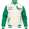 Pro Standard Mens NFL Retro Classics Varsity Jacket(Eggshell/ Kelly Green)