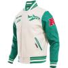 Pro Standard Mens NFL Retro Classics Varsity Jacket(Eggshell/ Kelly Green)