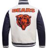 Pro Standard Mens NFL Retro Classics Varsity Jacket(Eggshell/ Midnight Navy)