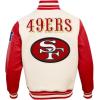 Pro Standard Mens NFL Retro Classics Varsity Jacket(Eggshell/ Red)
