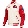 Pro Standard Mens NFL Retro Classics Varsity Jacket(Eggshell/ Red)