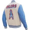 Pro Standard Mens NFL Retro Classics Varsity Jacket(Eggshell/ University Blue)