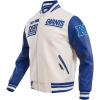 Pro Standard Mens NFL Retro Classics Varsity Jacket(Eggshell/Dodger Blue)