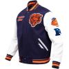 Pro Standard Mens NFL Retro Classics Varsity Jacket(Midnight Navy/Orange/Midnight Navy)
