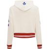 Pro Standard Womens NHL Retro Classics Brushed Back French Terry Cropped Pullover Hoodie(Eggshell/ Red)