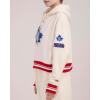 Pro Standard Womens NHL Retro Classics Brushed Back French Terry Cropped Pullover Hoodie(Eggshell/ Red)