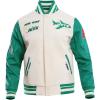 Pro Standard Mens NFL Retro Classics Varsity Jacket(Eggshell/ Kelly Green)