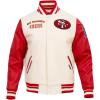 Pro Standard Mens NFL Retro Classics Varsity Jacket(Eggshell/ Red)
