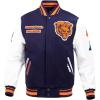 Pro Standard Mens NFL Retro Classics Varsity Jacket(Midnight Navy/Orange/Midnight Navy)