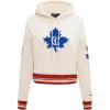 Pro Standard Womens NHL Retro Classics Brushed Back French Terry Cropped Pullover Hoodie(Eggshell/ Red)