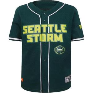Big Boys WNBA Mesh Button Down Top(Forest Green)