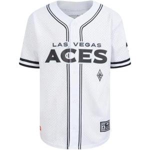 Big Boys WNBA Mesh Button Down Top(White/Black/White)
