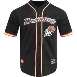 Mens WNBA Mesh Button Down Top(Black/Orange)