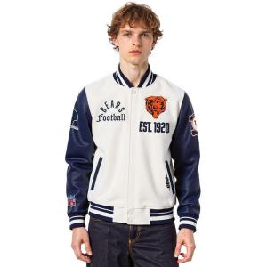 Pro Standard Mens NFL Modern Originals Varsity Jacket(Eggshell/ Midnight Navy)