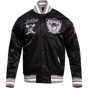 Pro Standard Mens NFL Retro Classics Satin Jacket(Black/Gray)