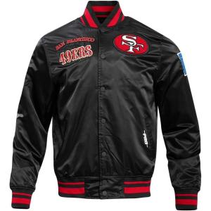 Pro Standard Mens NFL Retro Classics Satin Jacket(Black/Red/Black)