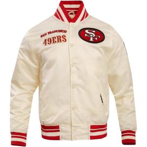 Pro Standard Mens NFL Retro Classics Satin Jacket(Eggshell/ Red)