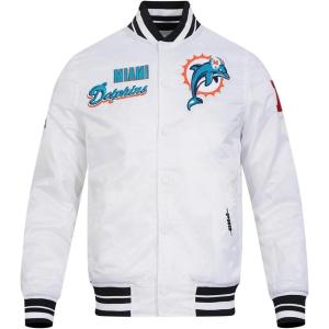 Pro Standard Mens NFL Retro Classics Satin Jacket(White/Black)