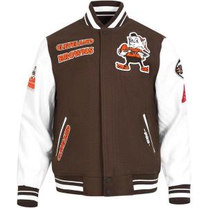 Pro Standard Mens NFL Retro Classics Varsity Jacket(Brown/White/Brown)