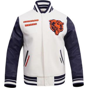 Pro Standard Mens NFL Retro Classics Varsity Jacket(Eggshell/ Midnight Navy)