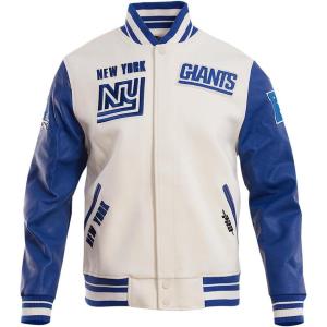 Pro Standard Mens NFL Retro Classics Varsity Jacket(Eggshell/Dodger Blue)