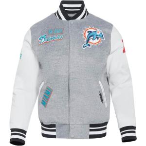 Pro Standard Mens NFL Retro Classics Varsity Jacket(Heather Grey/White/Black)