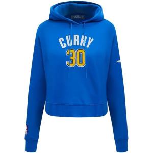 Pro Standard NBA womens Womens Nba Golden State Warriors Classic Player Brushed Back French Terry Cropped Pullover Hoodie(Royal Blue)
