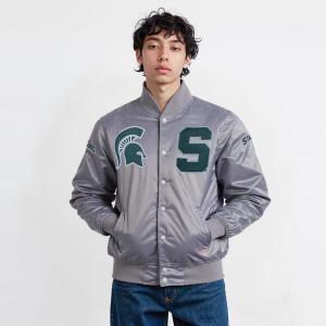 Pro Standard NCAA mens Mens College Classic Chenille Satin Jacket(Gray)
